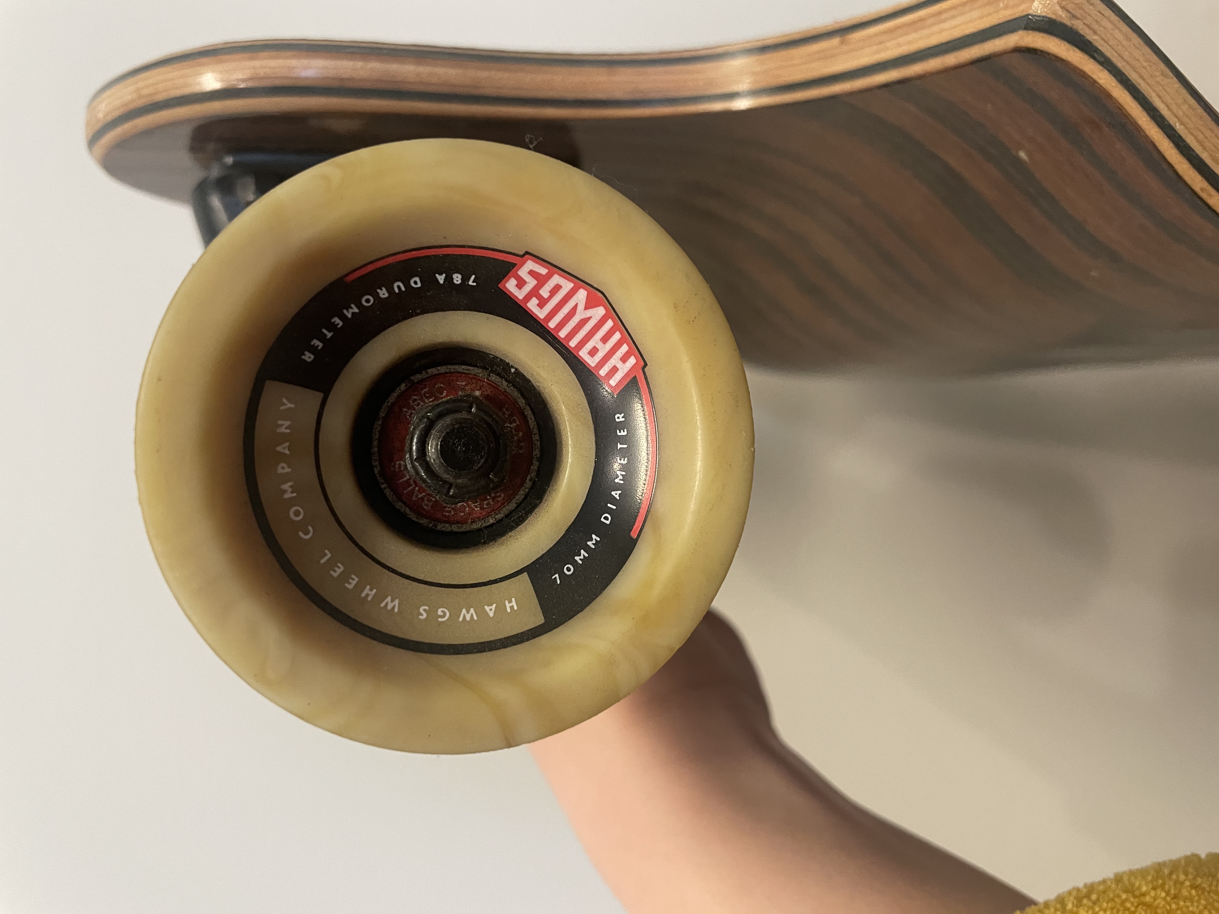 Close up of the wheel of my longboard