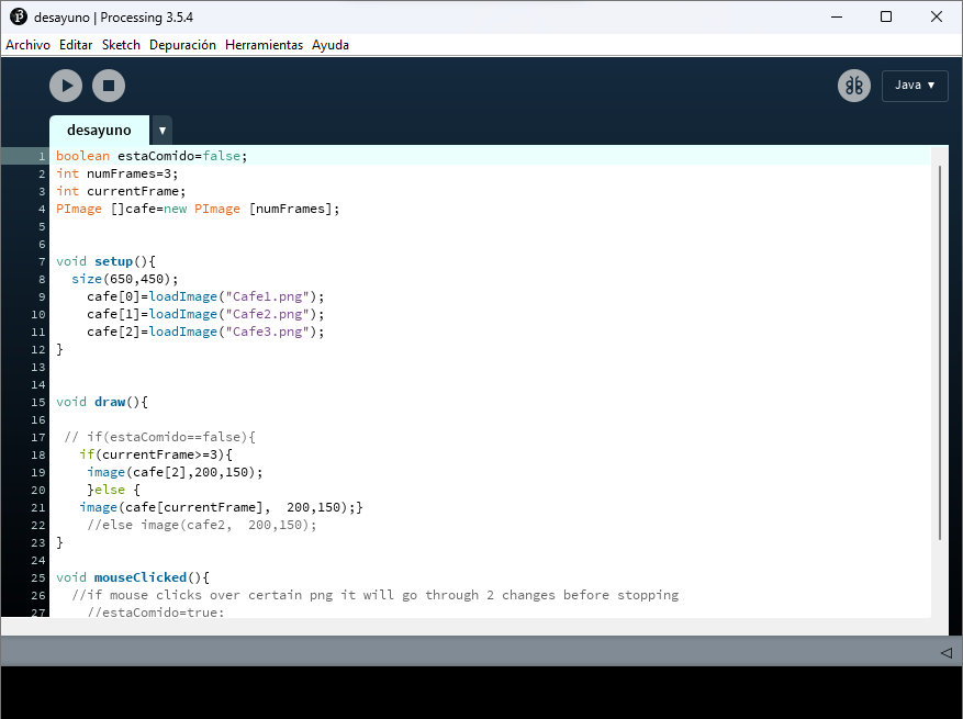 Código en processing