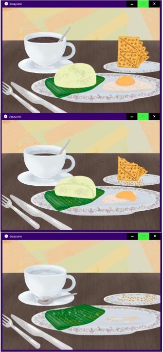 Proyecto en processing que consiste en hacer interactivo el consumo de los alimentos del desayuno con cada click.