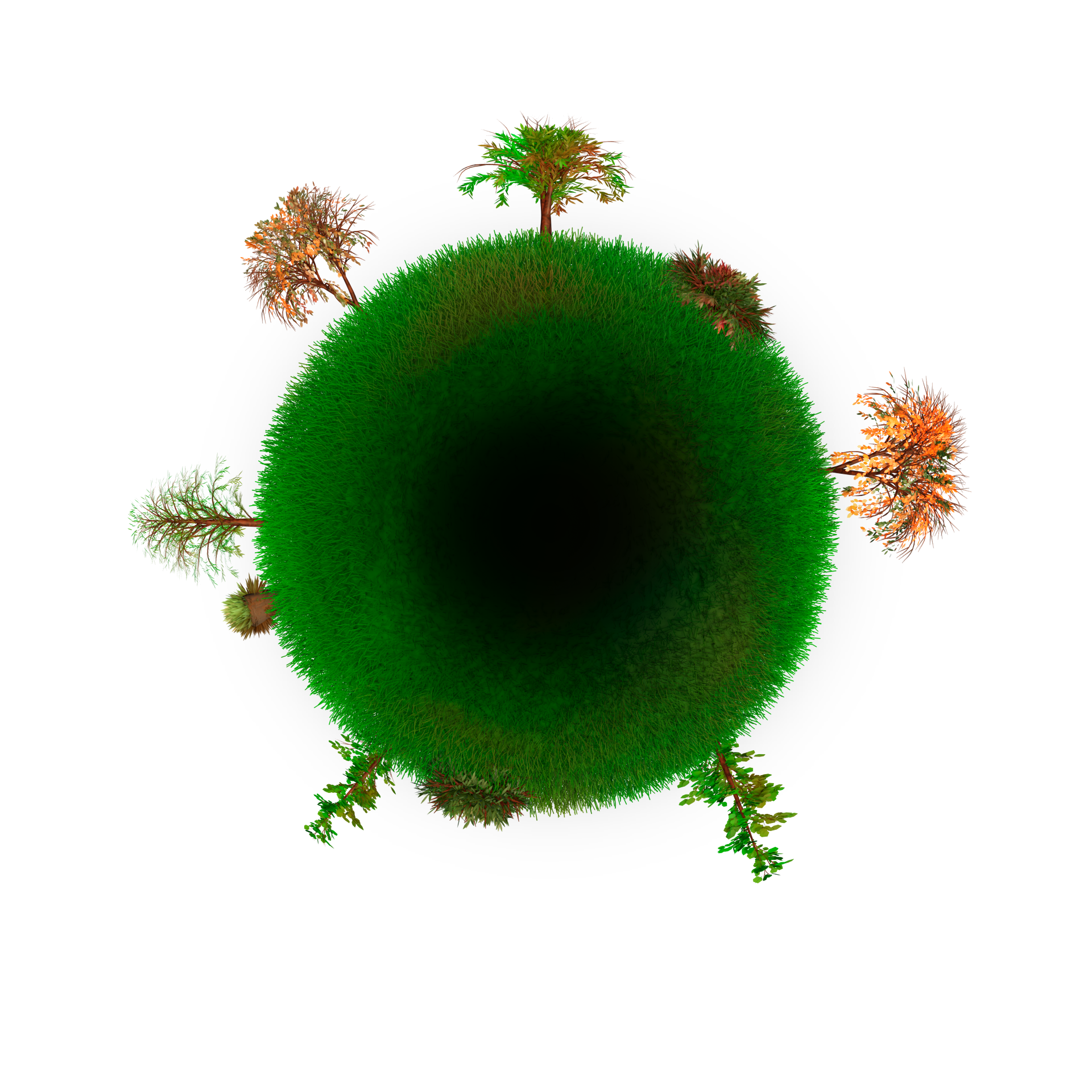 Esfera circular con árboles