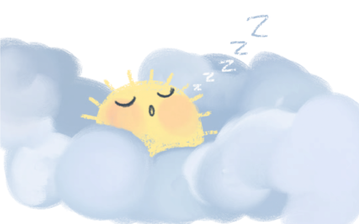 Sol durmiente entre las nubes