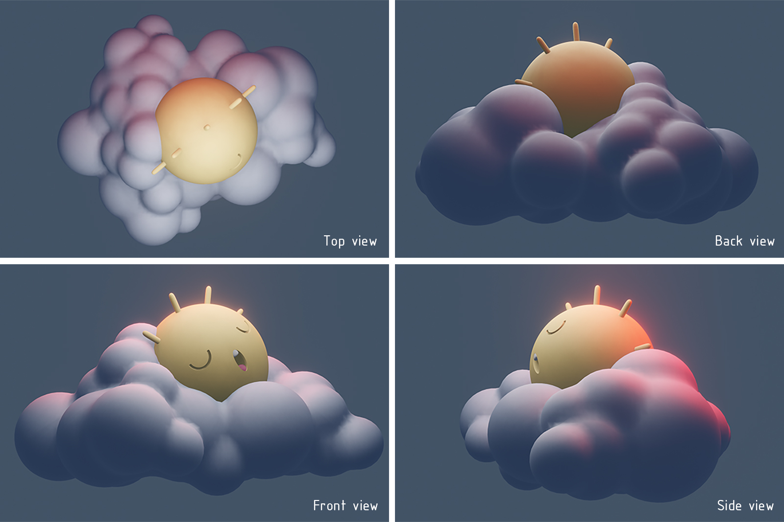 Modelado 3d sol y nubes